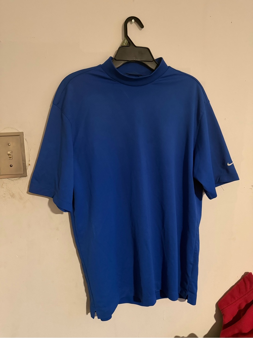 Vintage NIKEGOLF NikeFITDRY short-sleeve mock-neck shirt, royal blue, size Large